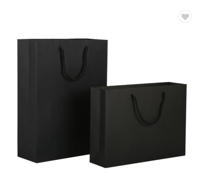 ODM मैट लैमिनेशन पेपर बैग पैकेजिंग कस्टम लोगो ब्लैक शॉपिंग बैग