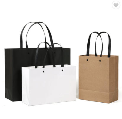 निजीकृत क्राफ्ट मर्चेंडाइज बैग ब्राउन शॉपिंग बैग ब्लैक लोगो मुद्रित