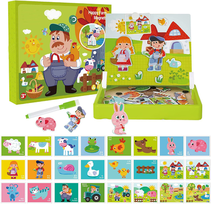 अनुकूलित बच्चों की लकड़ी चुंबकीय आरा पहेलियाँ 4 साल के बच्चों के लिए खिलौने सीखना 65 पीसी